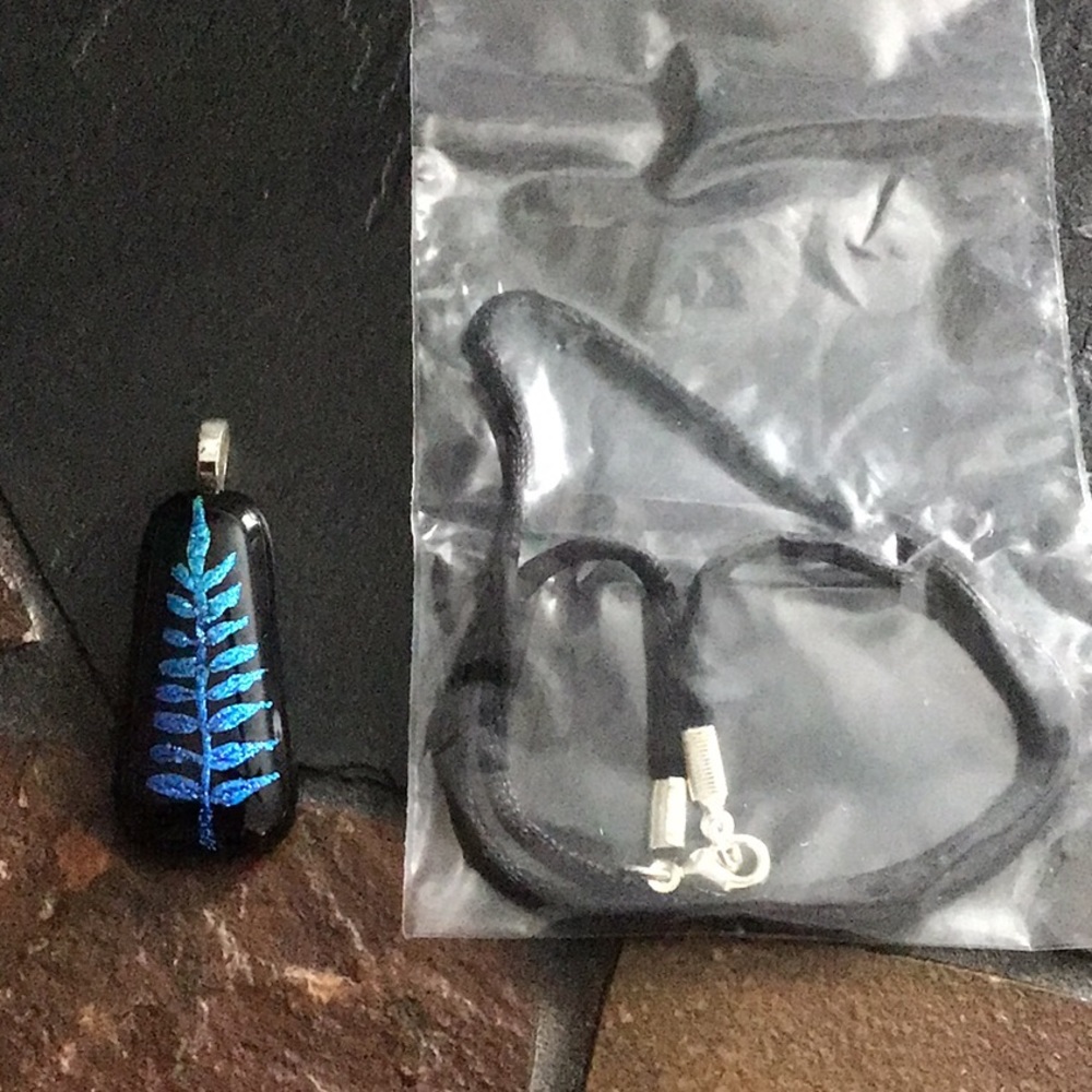 Glass fused pendant with two 18” chains
